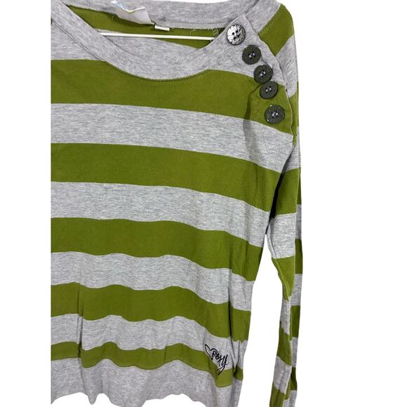 Vintage Roxy Y2K Henley Long Sleeve Striped Bratz Streetwear Top L Nostalgia - Picture 2 of 4